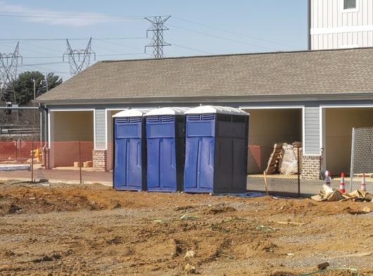 multiple construction portable restrooms can be rented at once for a single construction site in order to accommodate multiple workers and prevent lines